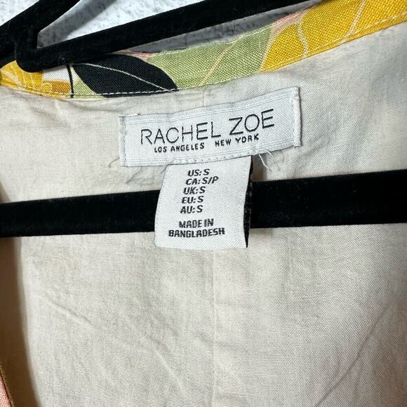 Rachel Zoe Dress 100% Linen Floral Mini Sleeveless Swing Pleated V Neck S - Picture 4 of 7